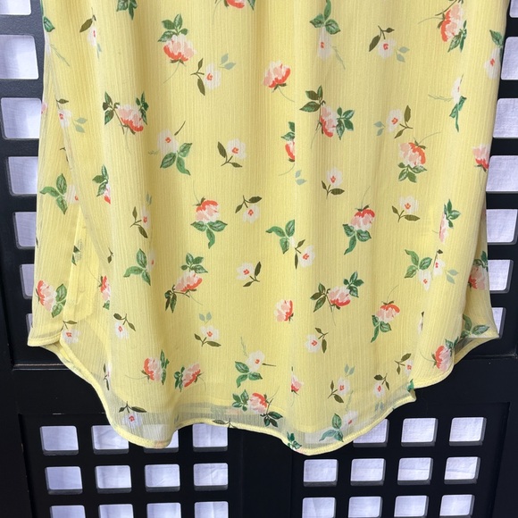💛 LOFT Yellow Floral Ruffle Sleeveless Lined Top Women Small Flowy 💛 - Picture 9 of 15